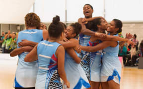 Fiji celebrate winning the Oceania World Youth Cup netball qualifying tournament.