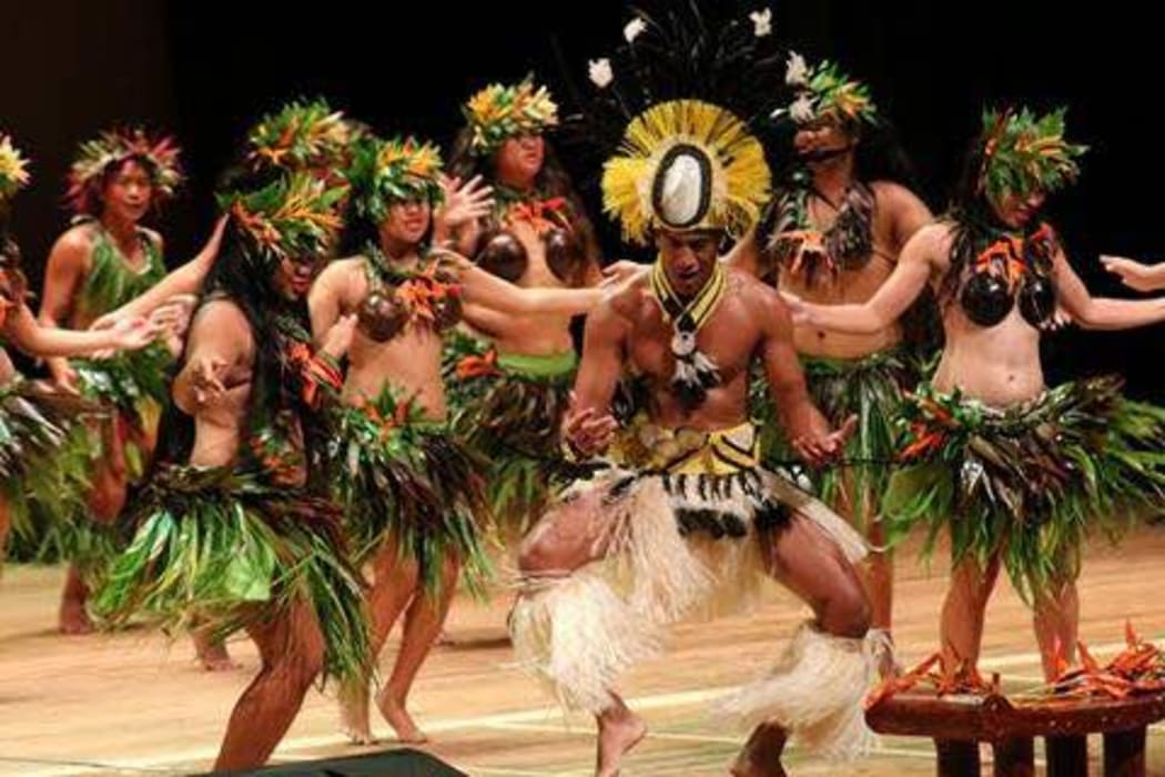 Dancers at the 51st anniversary of self-governance with the annual Constitution Day ceremony at the National Auditorium on main island Rarotonga.
