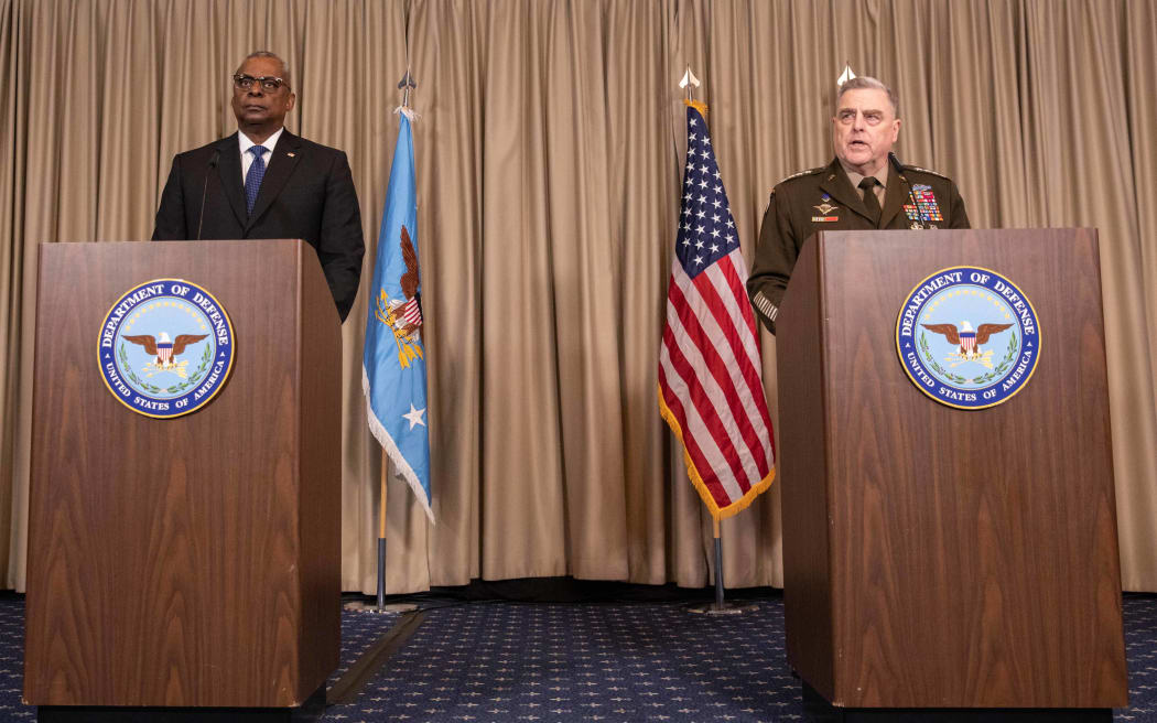 US Secretary of Defence Lloyd Austin (left) and the US Chairman of the Joint Chiefs of Staff Mark Milley met to assess the risk.