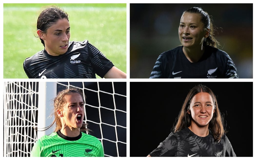 Football Ferns - from top left Claudia Bunge, Ali Riley, Micky Foster and Victoria Esson