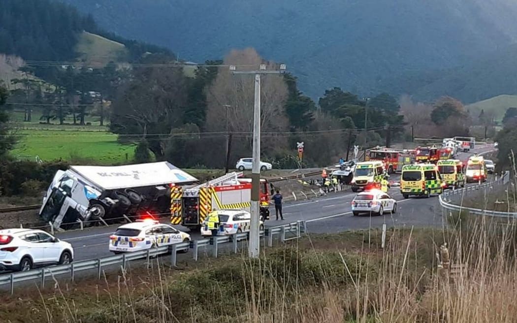 The scene of the fatal crash near Mt Pleasant, south of Picton.