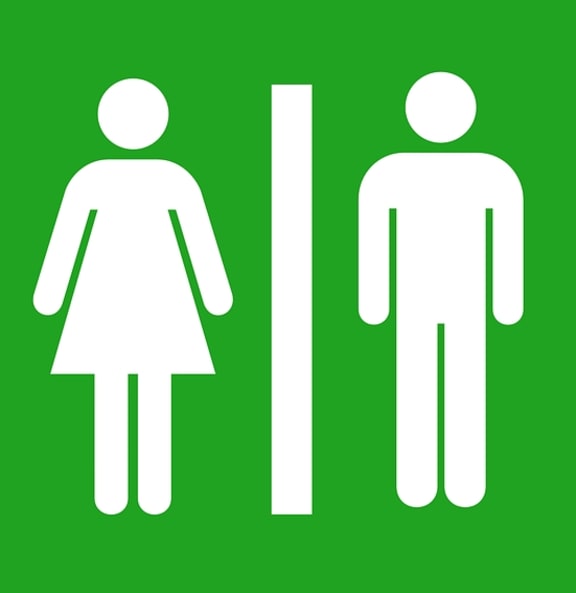 Woman and man toilet sign