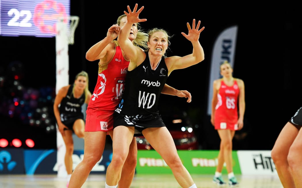 Silver Ferns captain Laura Langman in action against England.
