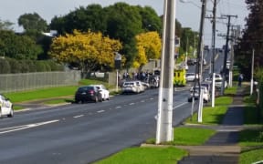 Police at the scene where of an armed man in the south Auckland suburb of Manurewa.