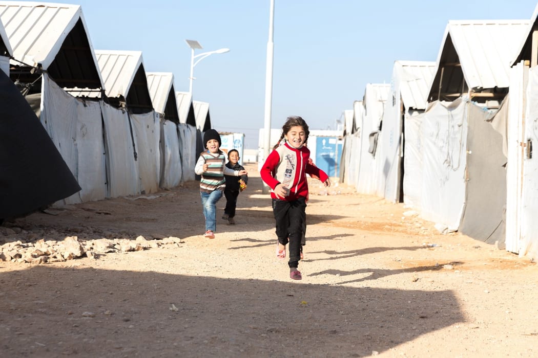 Syrian children at a refugee camp