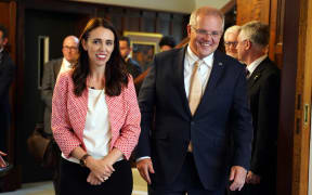 Australian Prime Minister Scott Morrison meeting with Prime Minister Jacinda Ardern at Government House in Auckland.