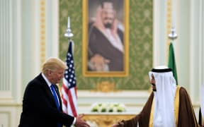 Donald Trump and King Salman bin Abdulaziz al-Saud at a signing ceremony at the Saudi Royal Court in Riyadh.