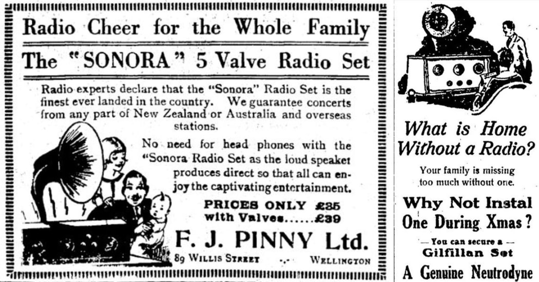 Radio advertisements, The Evening Post, 10 March and 20 December 1926.