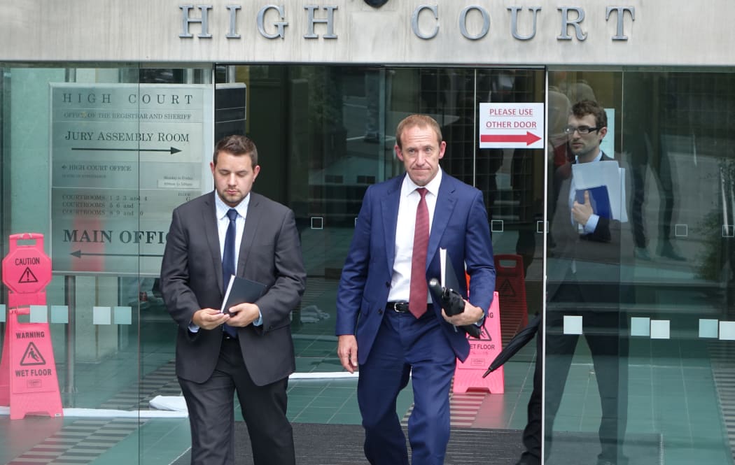 Andrew Little leaving court