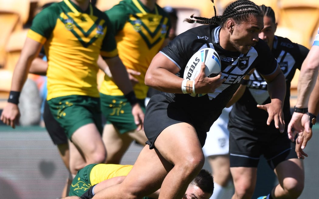 Isaiah Papali'i captained the Junior Kiwis v Junior Kangaroos in Auckland last month.