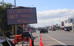A sign in Gisborne to encourage vaccinations