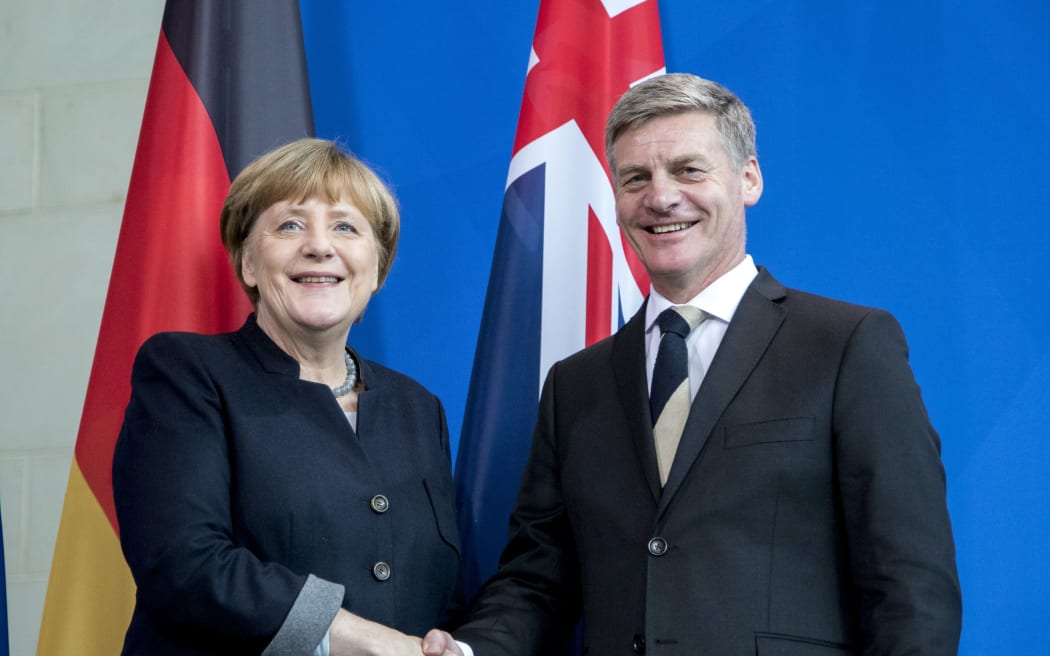 German Chancellor Angela Merkel and the-then s Prime Minister Bill English in Berlin in  January last year.