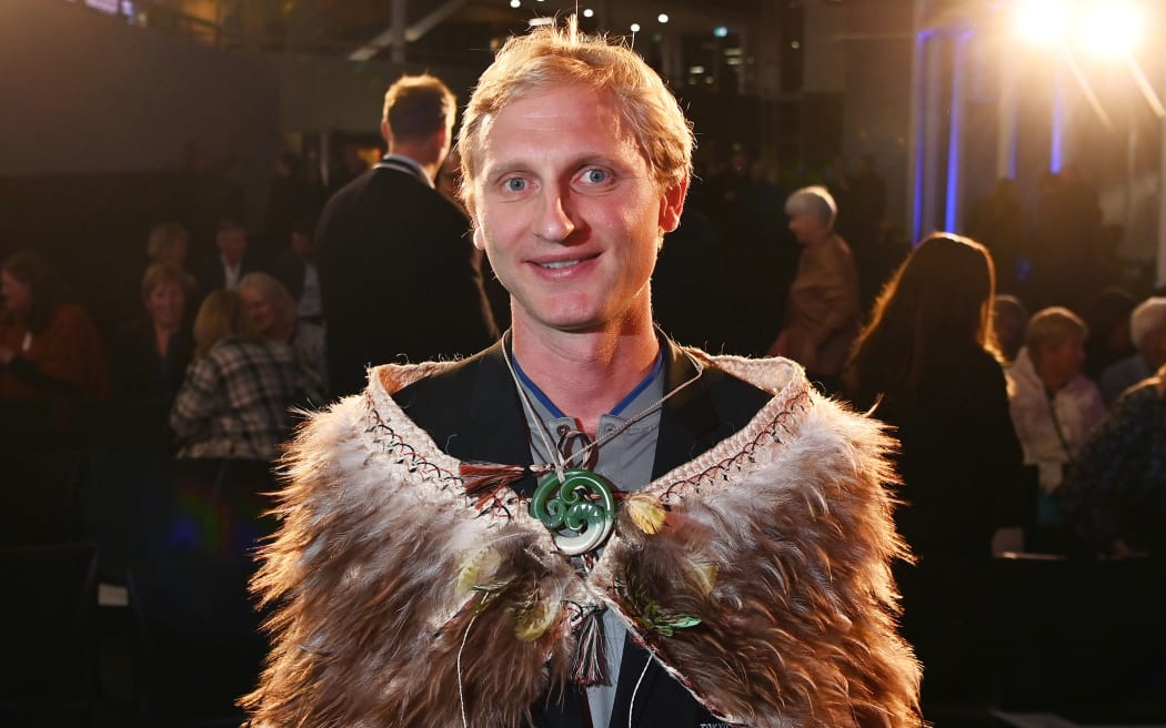 Hamish Bond wears Te Māhutonga, the New Zealand Olympic team's Kākahu, after being named as a flagbearer for the Tokyo Olympics opening ceremony.