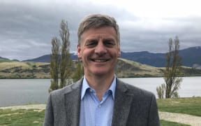 National Party leader Bill English at a news conference at Lake Hayes near Queenstown.