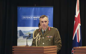 08062016 Photo: RNZ/Rebekah Parsons-King. Defence White Paper Launch at Parliment in Wellington. LTGEN Tim Keating, Chief of Defence Force New Zealand speaks.