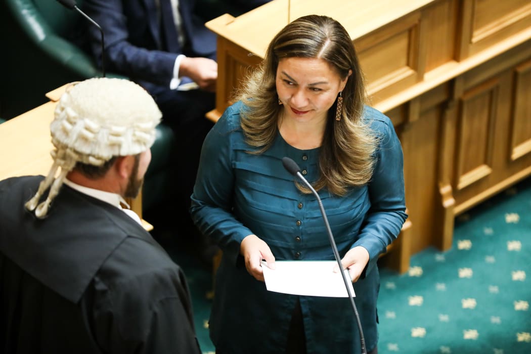 Green Party MP Marama Davidson is sworn in at Parliament