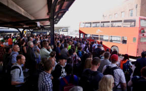 Commuters stranded at Wellington Railway Station.