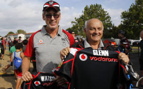 In happier times - Warriors owners Sir Owen Glenn (right) and Eric Watson.