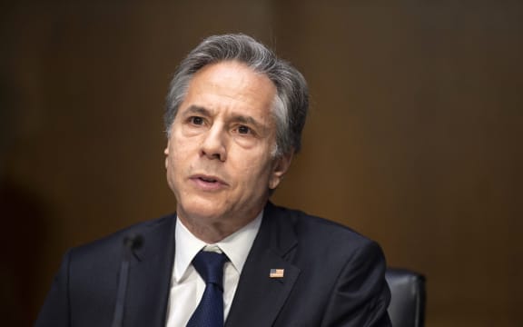 US Secretary of State Antony Blinken speaks during a Senate Foreign Relations Committee Hearing on the Fiscal Year 2023 Budget at the U.S. Capitol on April 26, 2022 in Washington, DC.