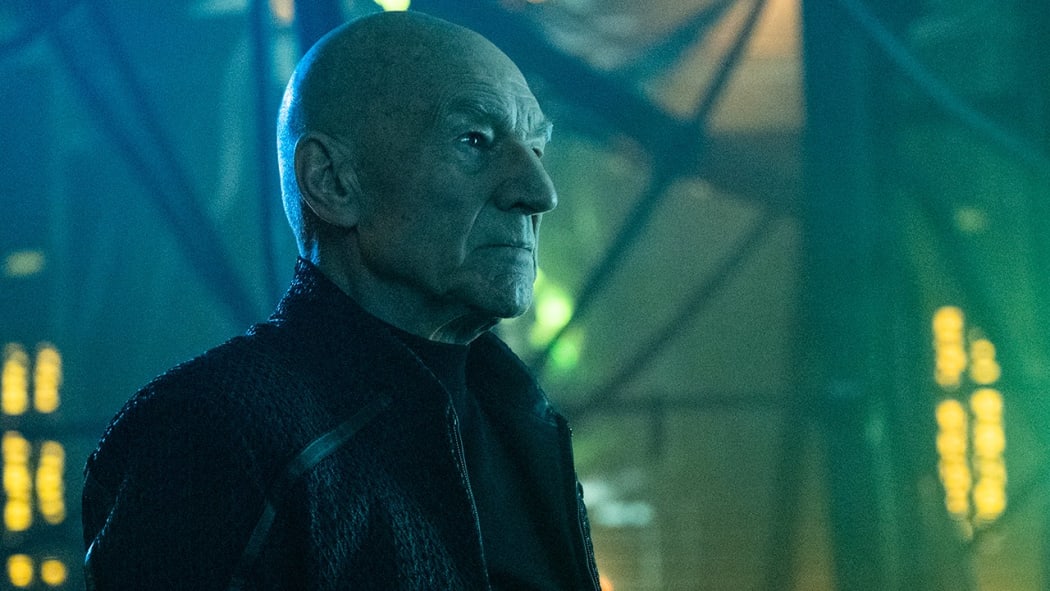Still from series three of the tv series Picard featuring Sir Patrick Stewart