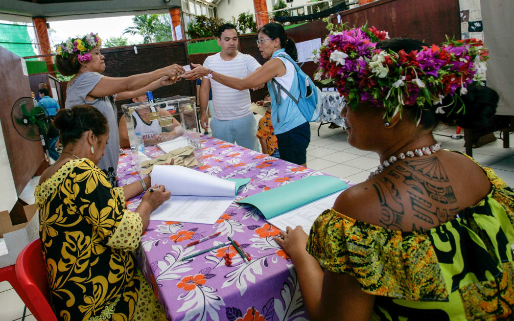 Voters cast their ballots at a polling station in Tahiti for the French presidential election. Voters in French Polynesia voted in favour of centre-right candidate Francois Fillon.