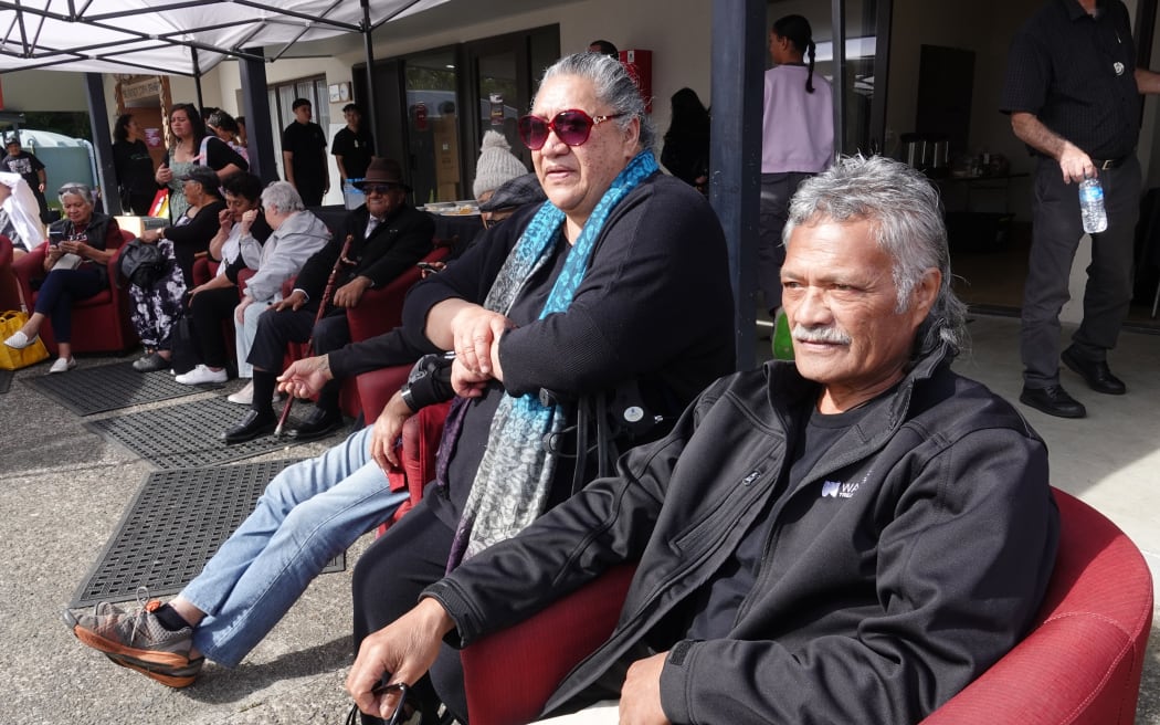 June Heihei and Albie Apiata watch the festival from the comfort of the kuia and kaumātua seats.