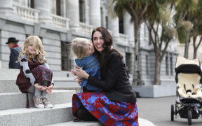 Jacinda Ardern sworn in as the 40th Prime Minister of New Zealand. Jacinda Ardern with nieces outside Parliament.