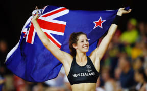 Eliza McCartney of New Zealand wins silver at the Women's Pole Vault Final.