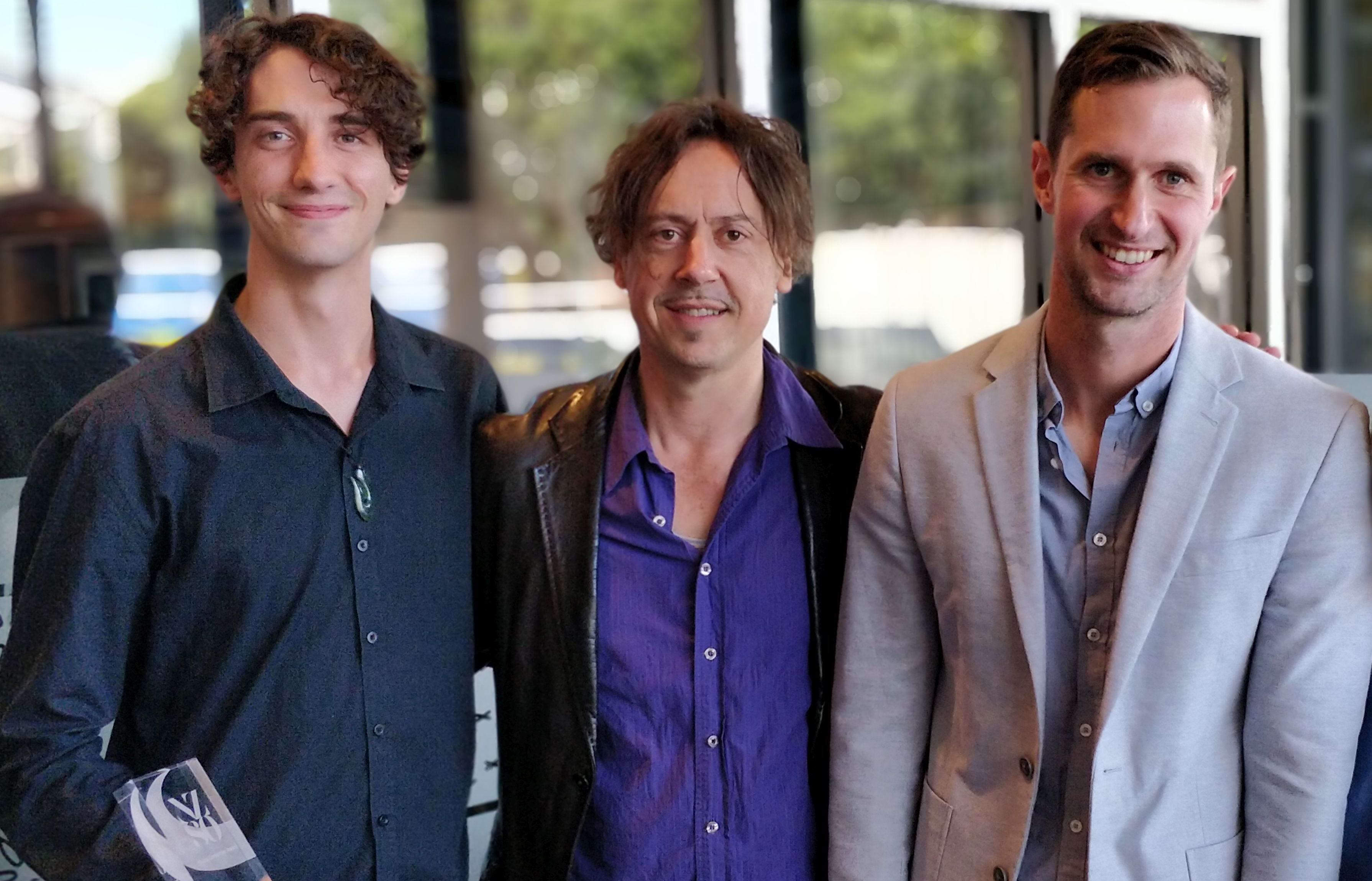 2018 Todd Young Composer winner Luka Venter with Hamish McKeich and Chris Gendall