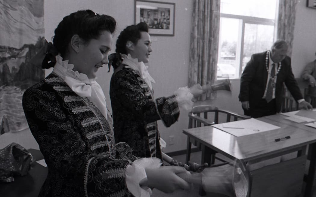 Pip Maynard and her twin sister Mel were sworn in as town criers.