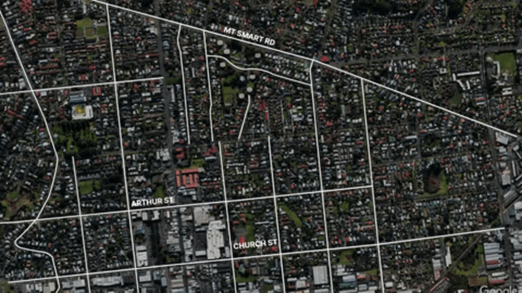 A map of the low traffic area in Onehunga.