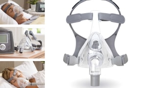 The F&P Simplus full face mask is used for the treatment of obstructive sleep apnea.