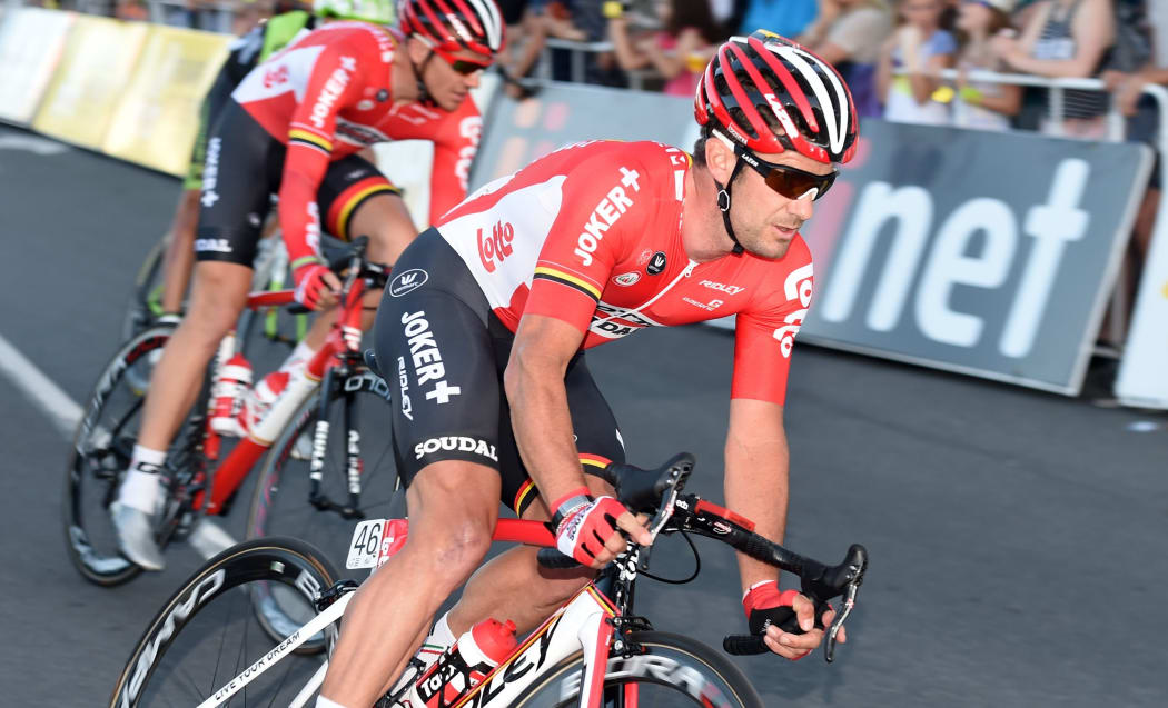 Greg Henderson riding for his Lotto Soudal team in Europe.