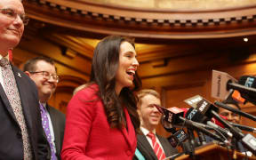 Jacinda Ardern gives her first media conference as Labour Party leader.
