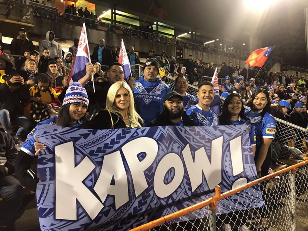 Samoan fans show support for Martin Taupau, who moved to the Toa from the Kiwis this week