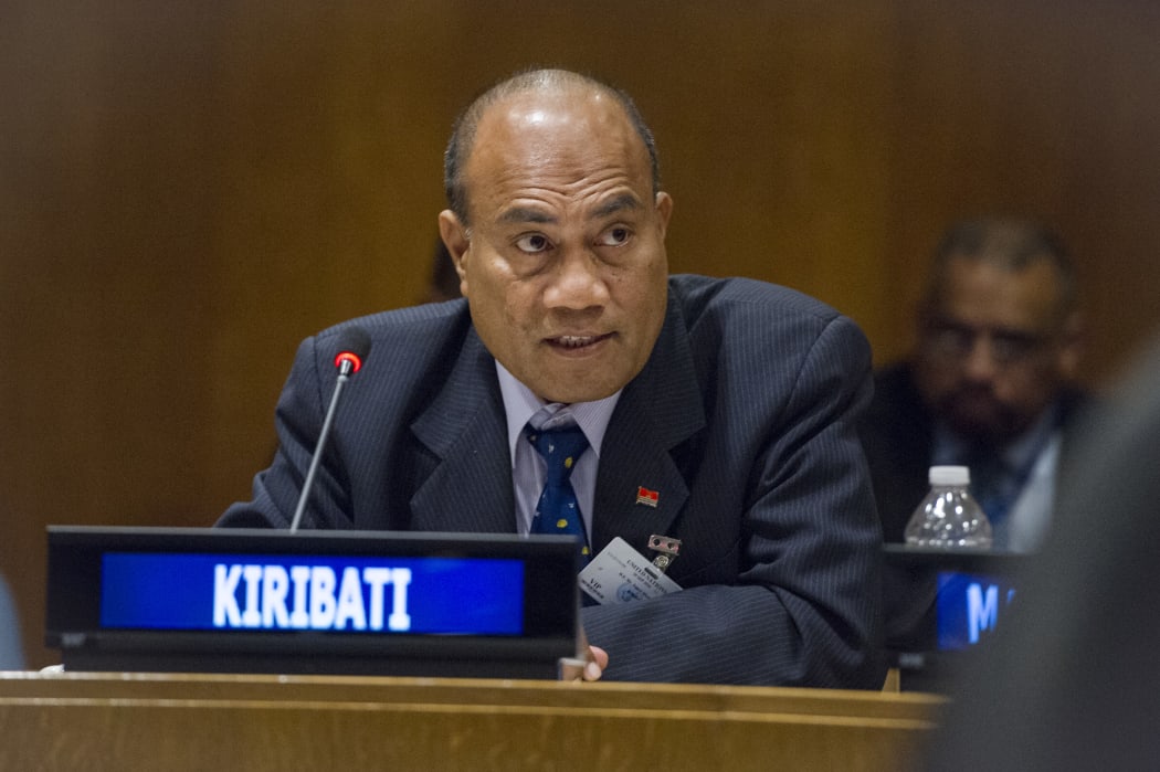 Taneti Maamau, President of Kiribati, speaks at the meeting with Pacific Island Forum Leaders, held on the sidelines of the seventy-first session of the General Assembly.