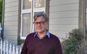 James Hollings outside the hangman's house in Thorndon, Wellington