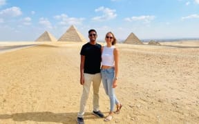 Monica Page and T De Silva in Egypt.