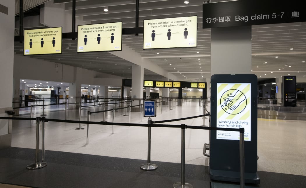 A deserted baggage claim area at Auckland Airport's international terminal during the Covid-19 alert level 3 lockdown on 7 May 2020.