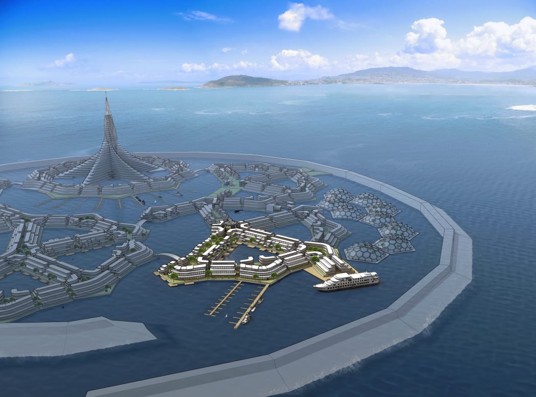 A floating city project design by The Seasteading Institute.