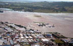 An aerial view of the flooding in the northern New South Wales town of Lismore after the area was hit by Cyclone Debbie.