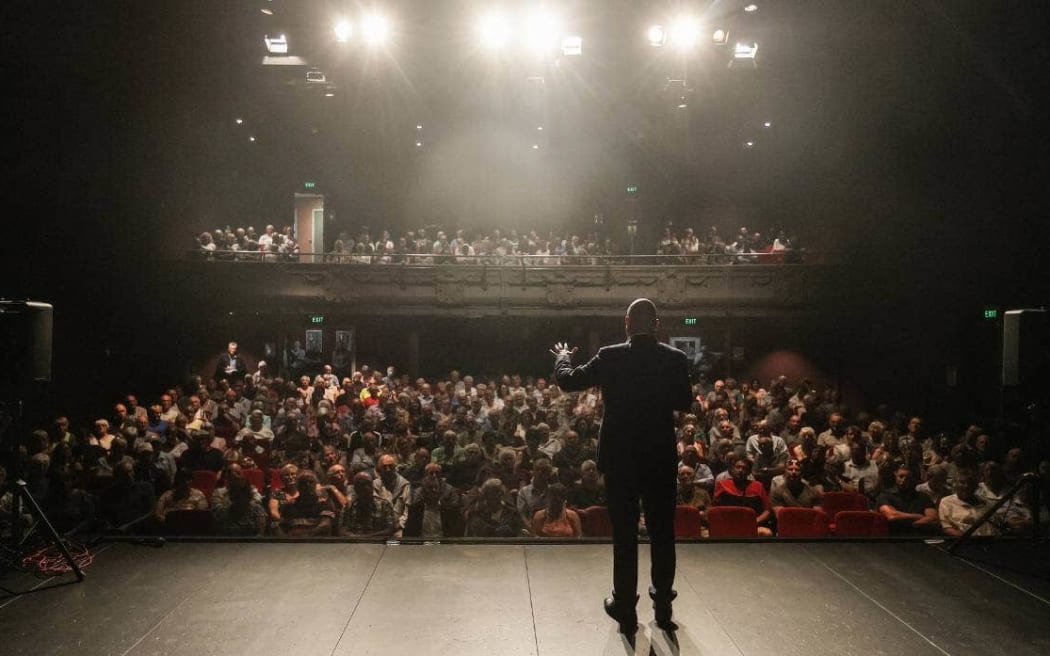 Christopher Luxon at public meeting in Rangiora