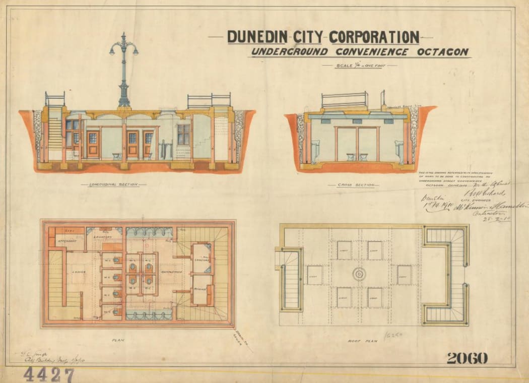 The plans for the underground toilets in the Octagon.
