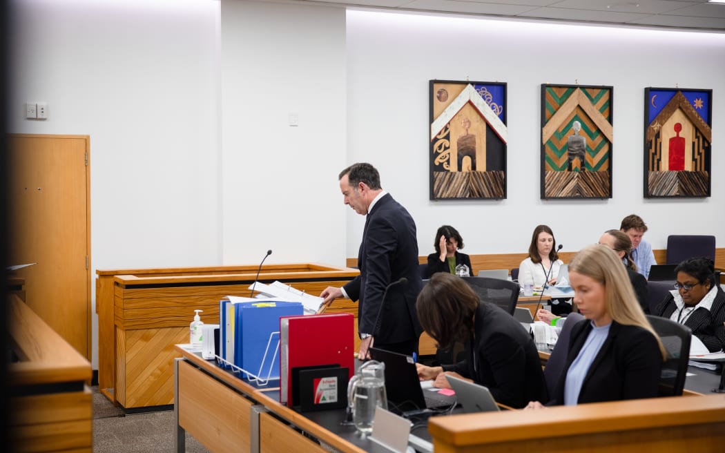Barrister Todd Simmonds at the Auckland District Court during Gary Loye's evidence to the court.
