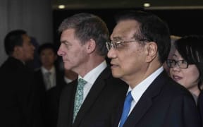 NZ Prime Minister Bil English and Chinese Premier Li Keqiang in Auckland.
