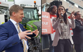 Bill English and Jacinda Ardern on the campaign trail. 19/09/17