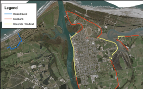 Proposed stopbanks and floodwall system for $10m Westport protection scheme which would effectively ring fence the town