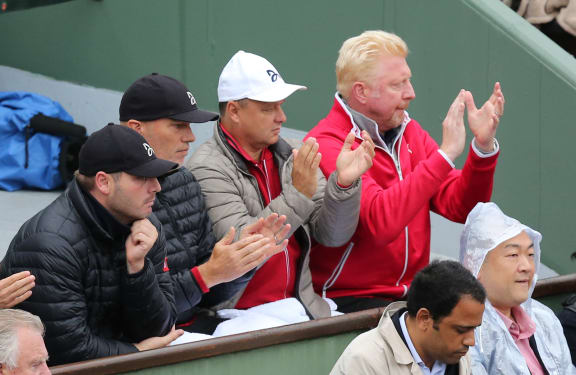 Novak Djokovic's players box including Boris Becker during his match against Roberto Bautista Agut.