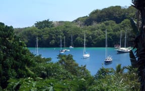 240414. Photo RNZ. Vanuatu. Port Vila, Port Vila harbour, Iririki, tropics, sailing, yachting