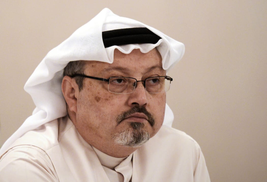 file photo taken on December 15, 2014 Saudi journalist Jamal Khashoggi attends a press conference